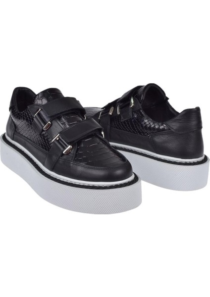Hakiki Deri Cırtlı Kadın Ayakkabı PLM-34119 SİYAH indirimleri