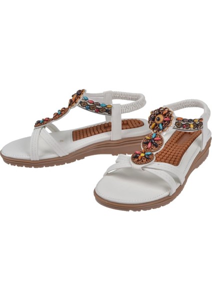Masaj Tabanlı Comfort Kadın Sandalet GJ-1202 Beyaz fırsatları