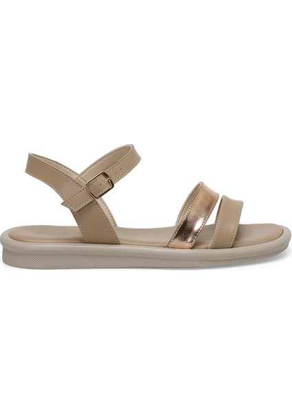 CS24036 4fx Bej Kadın Düz Sandalet