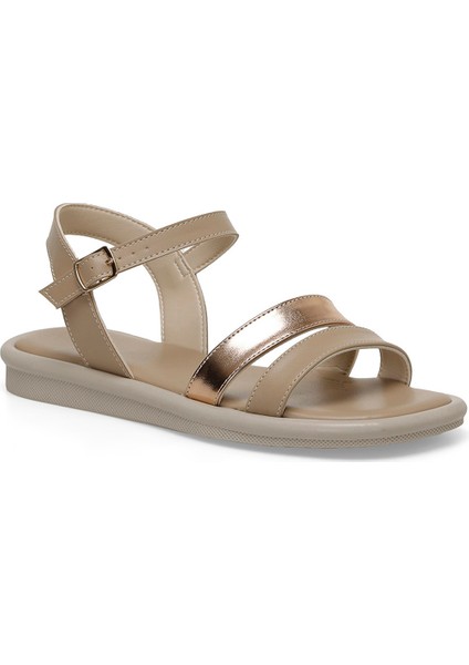 CS24036 4fx Bej Kadın Düz Sandalet