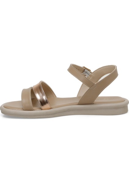 CS24036 4fx Bej Kadın Düz Sandalet