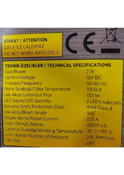CT-4592G Modül LED 3200K Sarı Işık 20 Adet