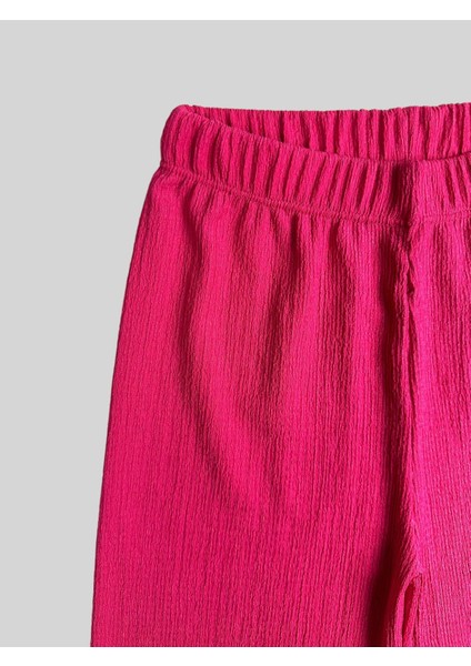 Fuşya Bürümcük Bol Paça Pantolon 2062-4