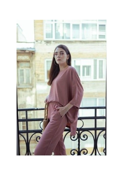 Keten Viskon Comfort İkili Takım - Gül Kurusu