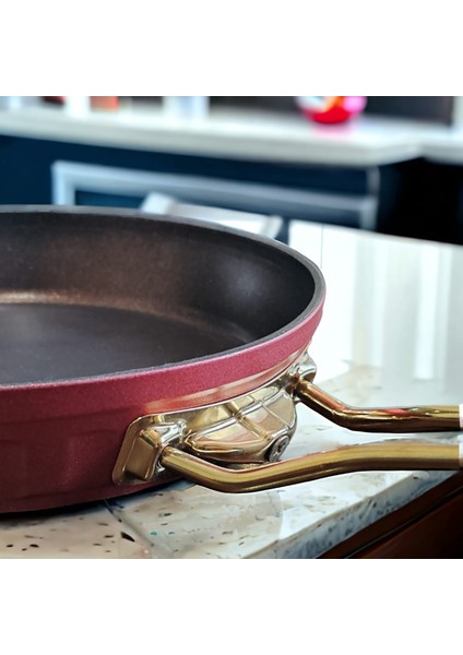 Gold Kulplu Granit Tava 28 cm