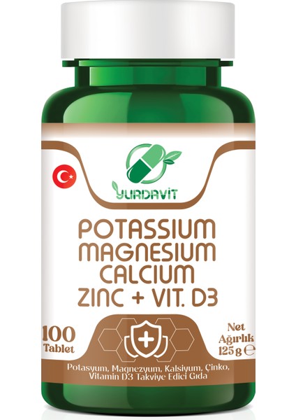 Potassium Magnesium Calcium Zinc Vitamin D3 100 Tablet