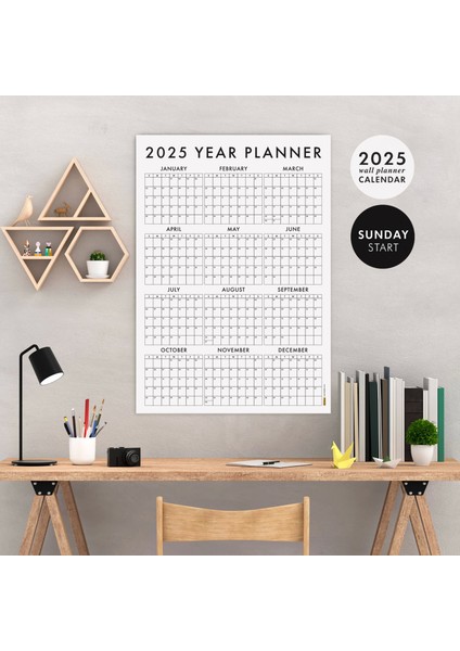 Amerikan Standardı 2025 Yıllık Planlayıcı Duvar Takvimi