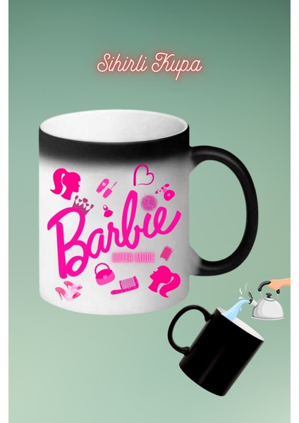 Barbie Enter Mode Baskılı Sihirli Kupa Bardak Çay Kahve Fincanı