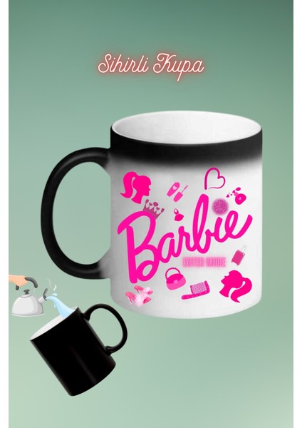 Barbie Enter Mode Baskılı Sihirli Kupa Bardak Çay Kahve Fincanı