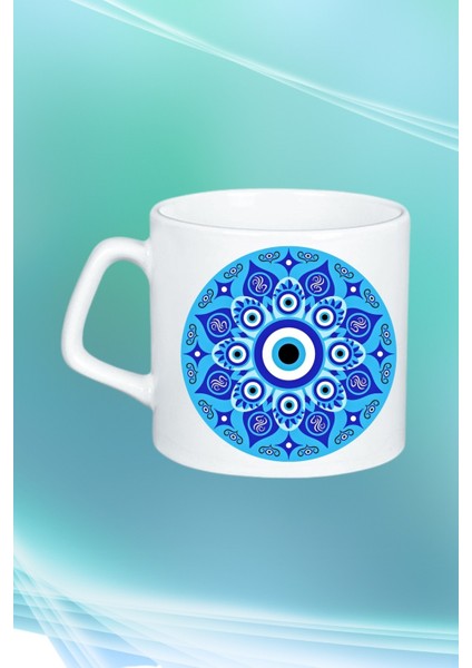 Mandala Nazarlık Baskılı Afilli Kupa Bardak Çay Kahve Fincanı