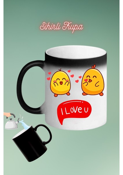 Love Ponçik Civciv Baskılı Sihirli Kupa Bardak Çay Kahve Fincanı fiyatları
