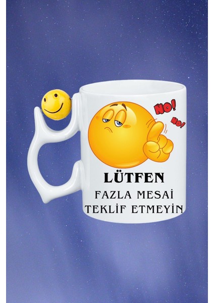 Mesai Sevmeyen Emoji Baskılı Smile Emoji Toplu Kupa Bardak Çay Kahve Fincanı