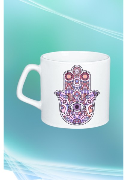 Mandala Fatma Ana Eli Nazarlık Baskılı Afilli Kupa Bardak Çay Kahve Fincanı