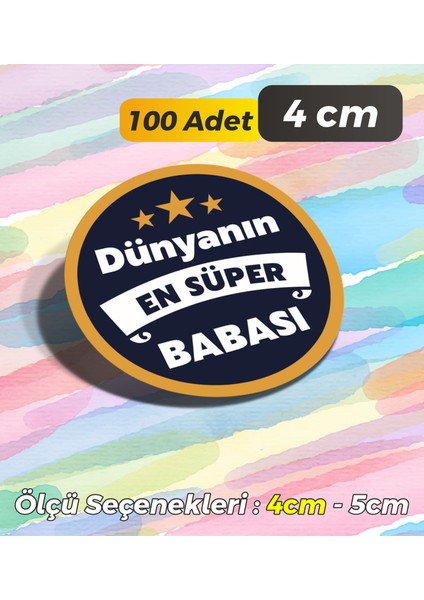 Babalar Günü Hediye Paketleme Etiketi Model 17 - 100 Adet 4cm