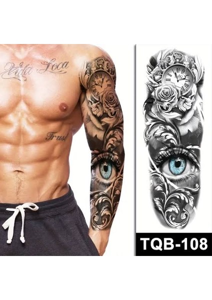 Gerçekci Göz Ve Gül Detaylı Kol Geçici Dövme Tattoo fiyatları