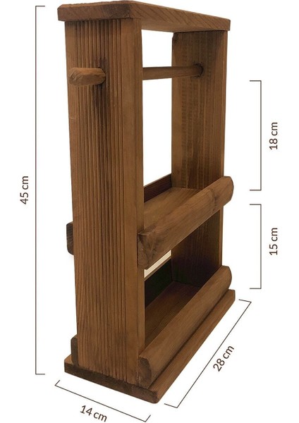 Ahşap Evim Karakalem Ahşap Dekoratif Ahşap Baharatlık ve Kağıt Havlu Askılığı MODEL59