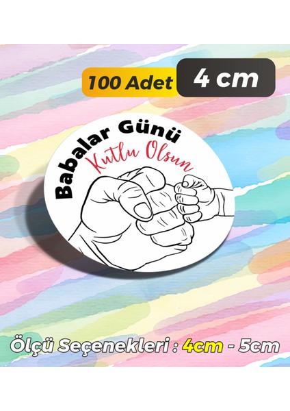 Babalar Günü Hediye Paketleme Etiketi Model 25 - 100 Adet 4cm