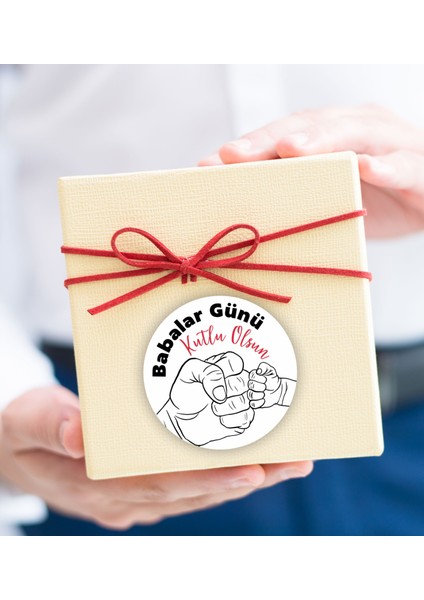 Babalar Günü Hediye Paketleme Etiketi Model 25 - 100 Adet 4cm