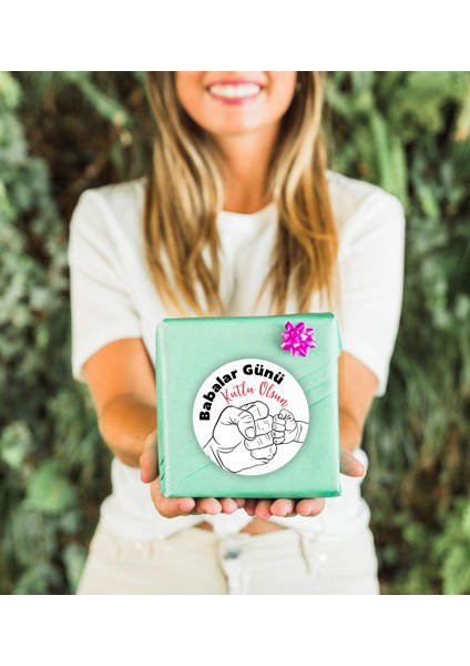 Babalar Günü Hediye Paketleme Etiketi Model 25 - 100 Adet 4cm