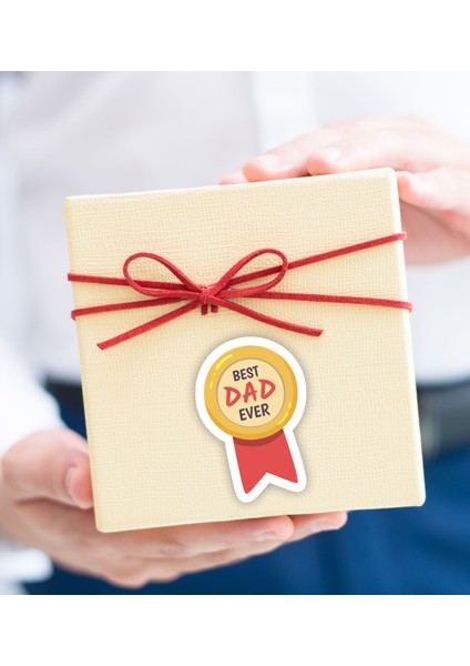 Babalar Günü Hediye Paketleme Etiketi Model 37 - 100 Adet 4cm