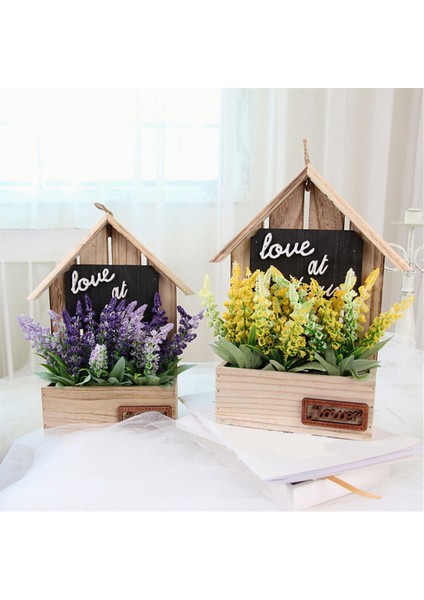 Rustik Duvara Monte Ahşap Ev - Çiçek Etli Bitkiler Bonsai Tutucu Sergileme Raf Ev Dekor C (Yurt Dışından) modelleri