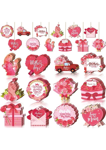 36 Adet Ahşap Asılı Süslemeler Anneler Günü Dekorasyon Işaretleri Asılı Charms Dekorasyon Etiketleri Hediye Ev Dekor (Yurt Dışından)