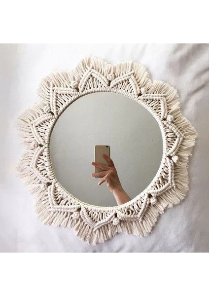 Makrome Ayna El Yapımı Goblen Makyaj Aynası Kompakt Dekorasyon Ev Yatak Odası Dekoratif Aynalar Duvar Aynaları (Yurt Dışından) fiyatları