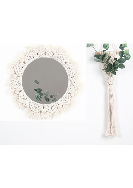 Makrome Ayna El Yapımı Goblen Makyaj Aynası Kompakt Dekorasyon Ev Yatak Odası Dekoratif Aynalar Duvar Aynaları (Yurt Dışından) fırsatları