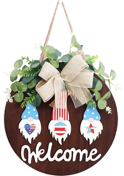 Bağımsızlık Günü Gnome Hoş Geldiniz Ahşap Tabelası 4 Temmuz Gnome Hoş Geldiniz Kapı Tabelası Sundurma Ön Kapı A Için Duvara Asılıyor (Yurt Dışından)