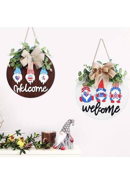 Bağımsızlık Günü Gnome Hoş Geldiniz Ahşap Tabelası 4 Temmuz Gnome Hoş Geldiniz Kapı Tabelası Sundurma Ön Kapı A Için Duvara Asılıyor (Yurt Dışından)