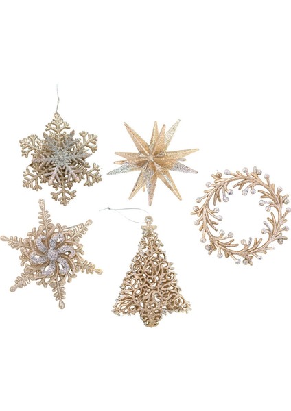 Noel Glitter Kolye Kar Tanesi Yıldız Çelenk Noel Ağacı Askı Süsleri Ev Noel Yeni Yıl Süslemeleri Hediyeler (Yurt Dışından)