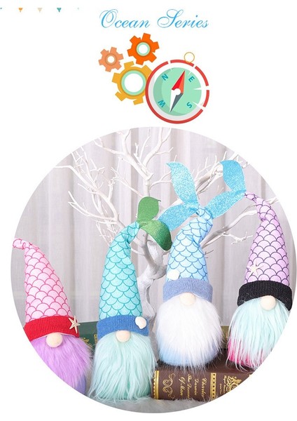 Okyanus Günü Gnome Peluş Denizkızı Gnome Bebek Süs Güzel Peluş Cüceler Bebek Isveç Gnome Noel Ev Dekor A (Yurt Dışından)