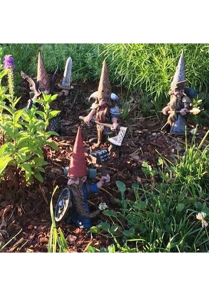 Tam Zırhlı Gnome Şövalyesi Kılıç Bahçesi Tutuyor Gnome Savaşçı Bahçesi, Açık Bahçe Heykeli-C (Yurt Dışından)