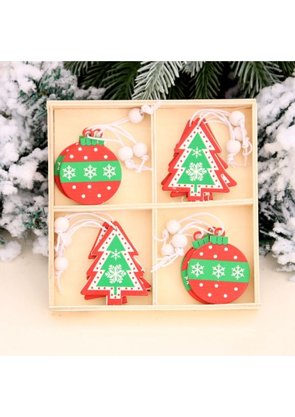 12 Adet Noel Ahşap Kolye Noel Ağacı Süsleme Kar Tanesi Desen El Yapımı El Sanatları Çocuk Dıy Graffiti Ev Dekor (Yurt Dışından)