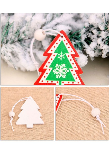 12 Adet Noel Ahşap Kolye Noel Ağacı Süsleme Kar Tanesi Desen El Yapımı El Sanatları Çocuk Dıy Graffiti Ev Dekor (Yurt Dışından)