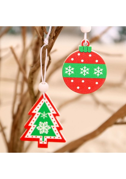 12 Adet Noel Ahşap Kolye Noel Ağacı Süsleme Kar Tanesi Desen El Yapımı El Sanatları Çocuk Dıy Graffiti Ev Dekor (Yurt Dışından)