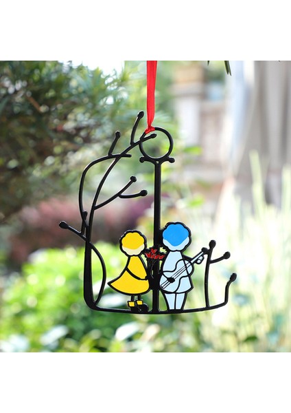 Suncatcher Sanat Bahçe Pencere Asma Melekler Çift Aşk Ev Dekor Kolye Hediye Rüzgar Çanları ve Asılı Süslemeler - A (Yurt Dışından)