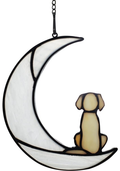 Köpek Kaybı Sempati Hediyesi, Suncatcher Hediyeleri Için Ay'da Vitray Köpek, Evcil Hayvan Kaybı Hediyeleri Için Sarı Köpek Anıt Hediyeleri (Yurt Dışından)