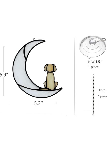 Köpek Kaybı Sempati Hediyesi, Suncatcher Hediyeleri Için Ay'da Vitray Köpek, Evcil Hayvan Kaybı Hediyeleri Için Sarı Köpek Anıt Hediyeleri (Yurt Dışından)