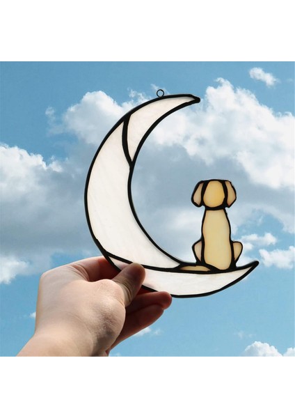 Köpek Kaybı Sempati Hediyesi, Suncatcher Hediyeleri Için Ay'da Vitray Köpek, Evcil Hayvan Kaybı Hediyeleri Için Sarı Köpek Anıt Hediyeleri (Yurt Dışından)