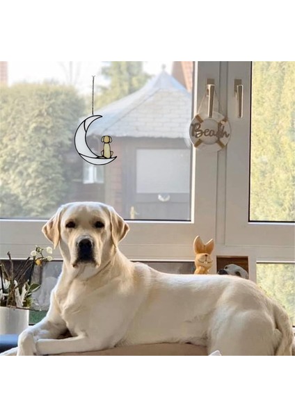 Köpek Kaybı Sempati Hediyesi, Suncatcher Hediyeleri Için Ay'da Vitray Köpek, Evcil Hayvan Kaybı Hediyeleri Için Sarı Köpek Anıt Hediyeleri (Yurt Dışından)
