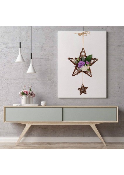 Yapay Yıldız Şekli Gül Çiçek Çelenk Çift Pentagram Kolye Ön Kapı Duvar Pencere Düğün Parti Ev Dekor Için (Yurt Dışından)