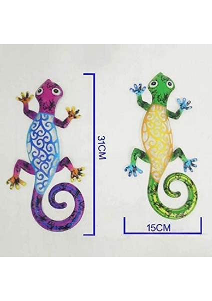 Metal Gecko Dış Duvar Dekor Kertenkele Sanat Açık Arka Bahçe Sundurma Ev Veranda Çim Çit Süslemeleri Duvar Için Asılı - A (Yurt Dışından)