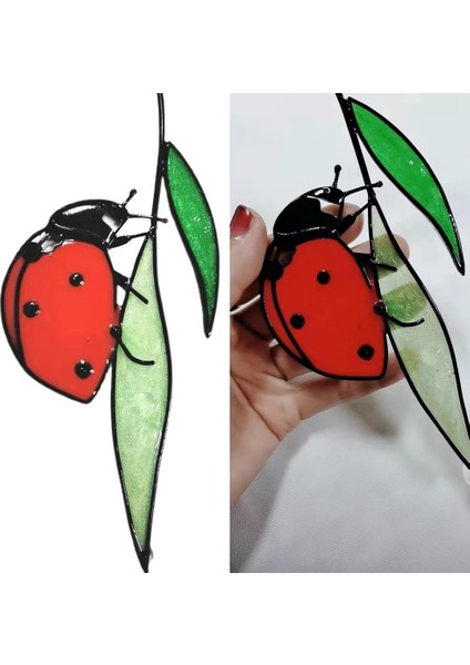 Moda Vitray Uğur Böceği Dekorasyon Metal Pencere Askı Süsleri Ev Ofis Dekorasyon Aksesuarları Için Kanca ile (Yurt Dışından) fırsatları