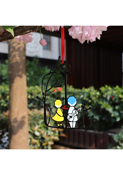 Suncatcher Sanat Bahçe Pencere Asma Melekler Çift Aşk Ev Dekor Kolye Hediye Rüzgar Çanları ve Asılı Süslemeler - A (Yurt Dışından)