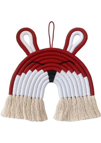 El Yapımı Makrome Dokuma Tavşan Duvar Goblen Kolye ile Asılı Çocuk Odası Dekor Ev Süsleme - Kırmızı (Yurt Dışından)