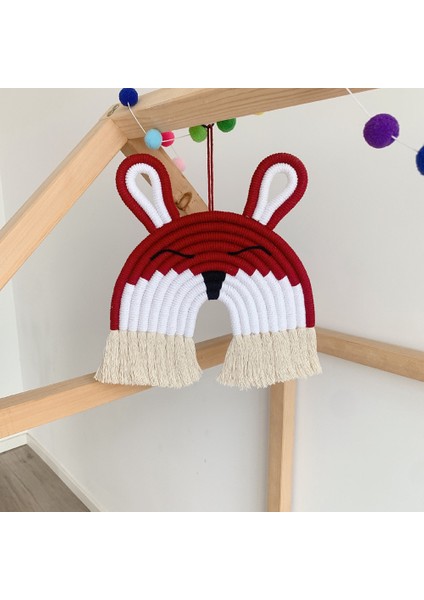 El Yapımı Makrome Dokuma Tavşan Duvar Goblen Kolye ile Asılı Çocuk Odası Dekor Ev Süsleme - Kırmızı (Yurt Dışından) modelleri