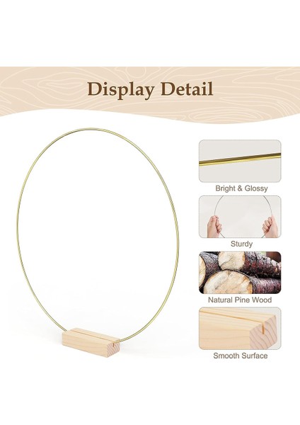 10 Paket 10 Paket Ahşap Yer Kartı Sahipleri ile 10 Inç Metal Çiçek Çember Merkez Parçası, Masa Için Altın Çember Merkez Parçaları (Yurt Dışından)