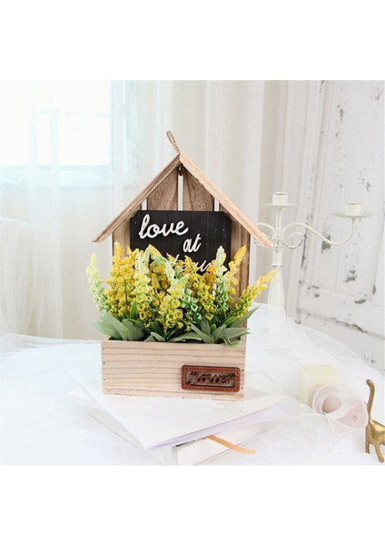 Rustik Duvara Monte Ahşap Ev - Çiçek Etli Bitkiler Bonsai Tutucu Sergileme Raf Ev Dekor A (Yurt Dışından)