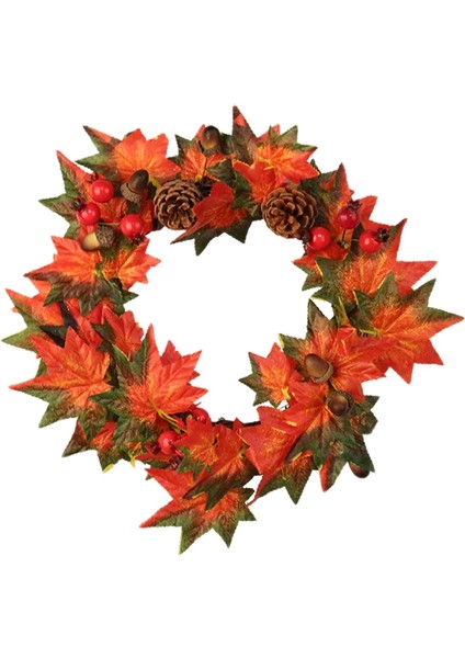 Akçaağaç Yaprağı Berry Çelenk Cadılar Bayramı ve Noel Kapı Ev Dekorasyonu 35CM (Yurt Dışından)